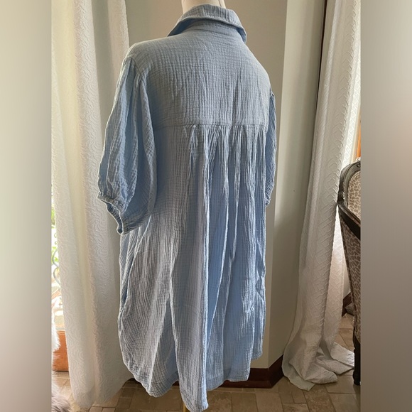Ces Femme Linen Light Blue Dress with Pickets OS fits M - Picture 7 of 8